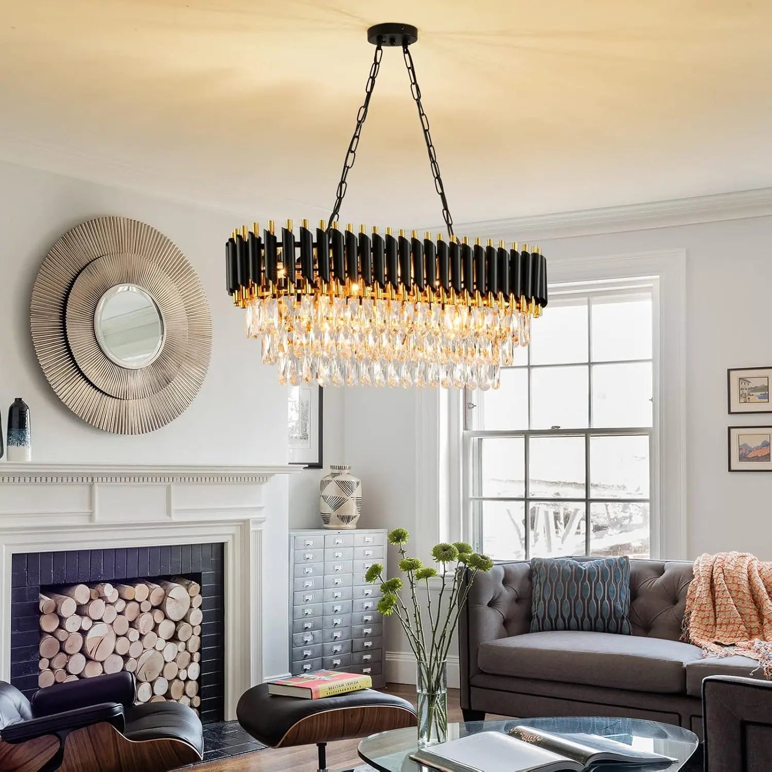 Midnight Gold Crystal Tier Chandelier