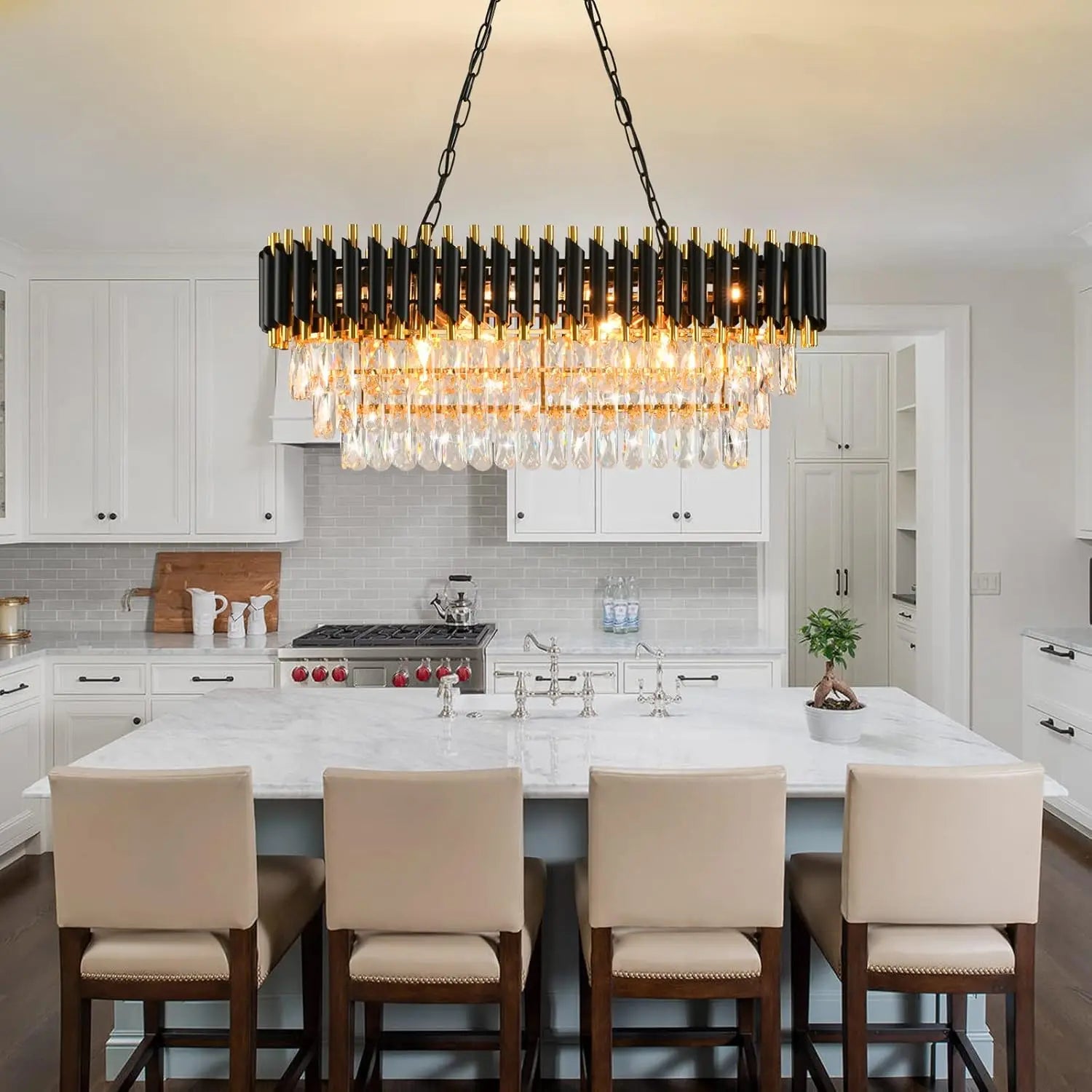 Midnight Gold Crystal Tier Chandelier