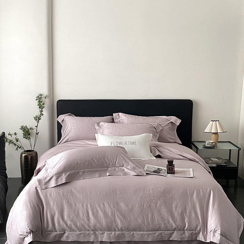 RegaliaSateen™ 4PCS Premium 100s Sateen Jacquard Bedding Set – Pure Cotton Sheet & Duvet Cover (Queen/King)