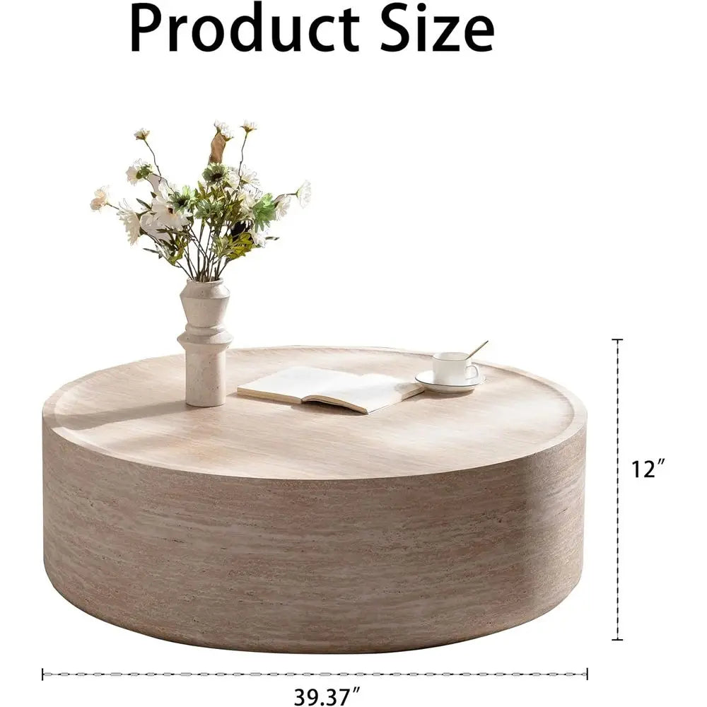 Luna 100™ Round Drum Coffee Table – Modern Minimalist Living Room Center Table by PurelyhomeDeco