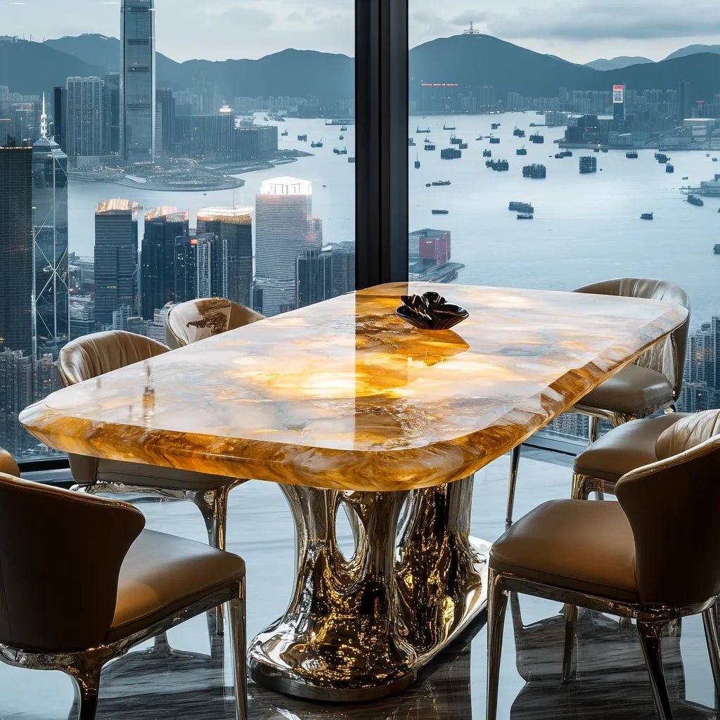 JADEVA™ Natural Jade Stone Dining Table