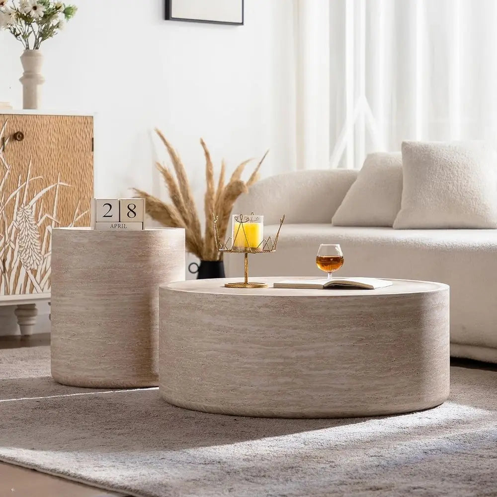 Luna 100™ Round Drum Coffee Table – Modern Minimalist Living Room Center Table by PurelyhomeDeco