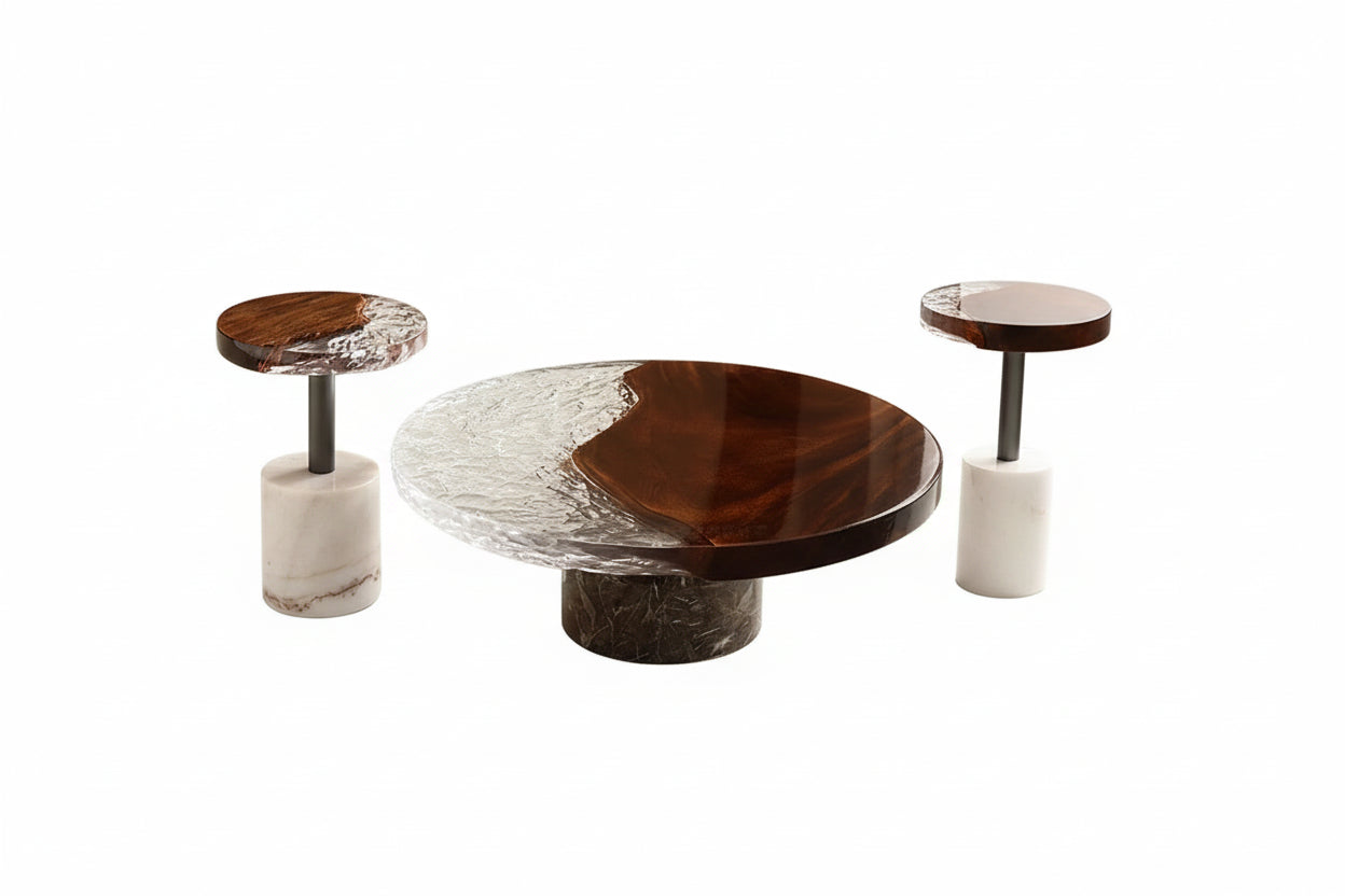 Aqua Lumina™ – Epoxy Resin Round Coffee Table by PurelyhomeDeco
