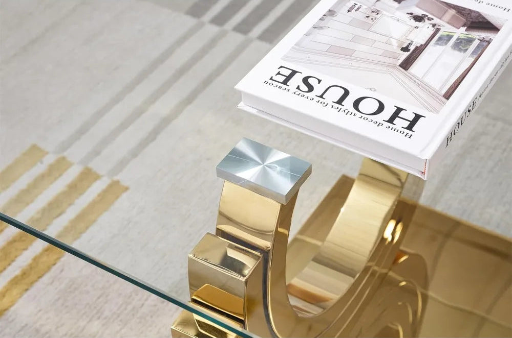 MONARCH MIRAGE™Modern Luxury Gold Glass Coffee Table by PurelyhomeDeco