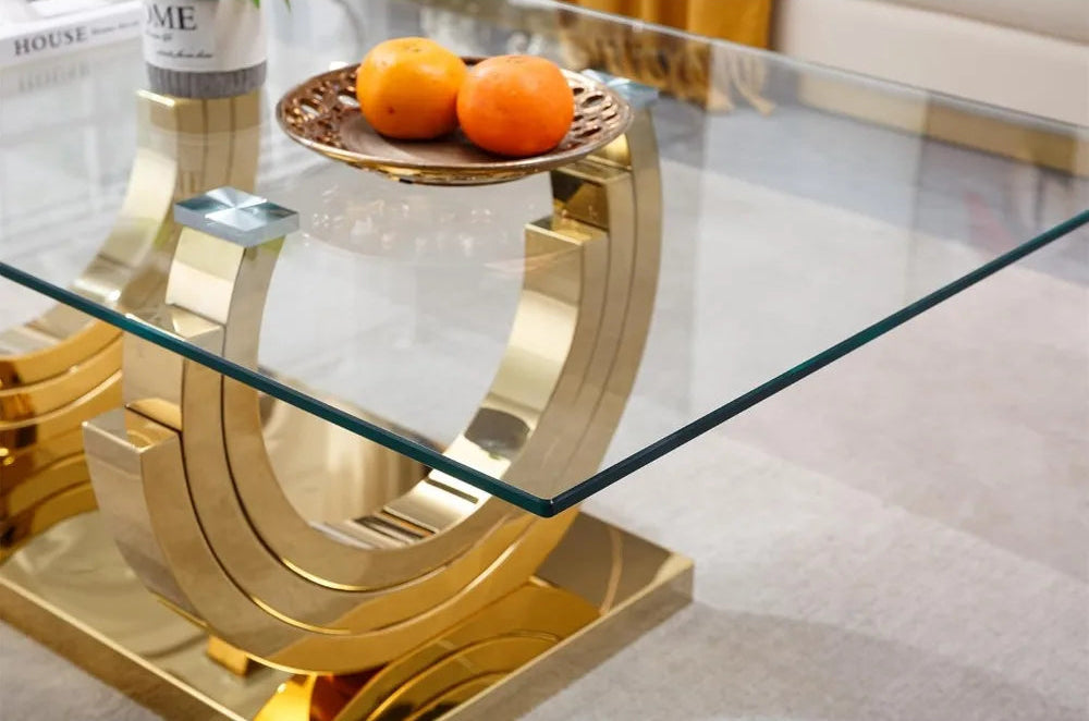MONARCH MIRAGE™Modern Luxury Gold Glass Coffee Table by PurelyhomeDeco