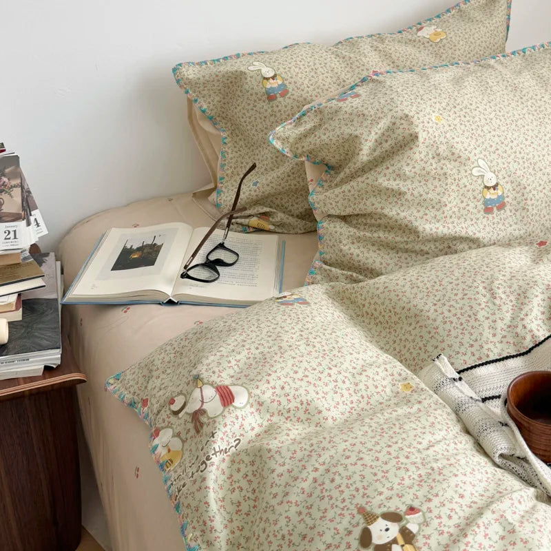 PrairieLuxe™ INS American Countryside Pure Cotton Bedding Set – Double-Layer Yarn Soft Luxury Bed Linens