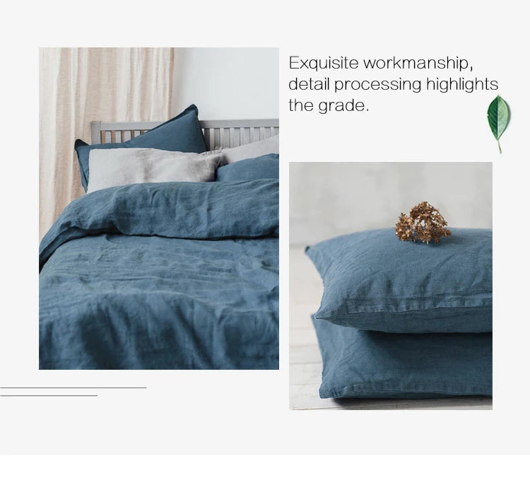 FlaxÉlysée™ Pure Linen Duvet Cover Set – Natural Flax French Linen Bedding with Coconut Button Closure