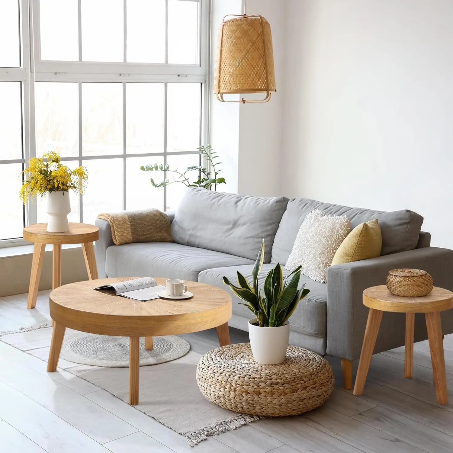 SOLARA™ Farmhouse Round Nesting Coffee Table Set (3-Piece) by PurelyhomeDeco