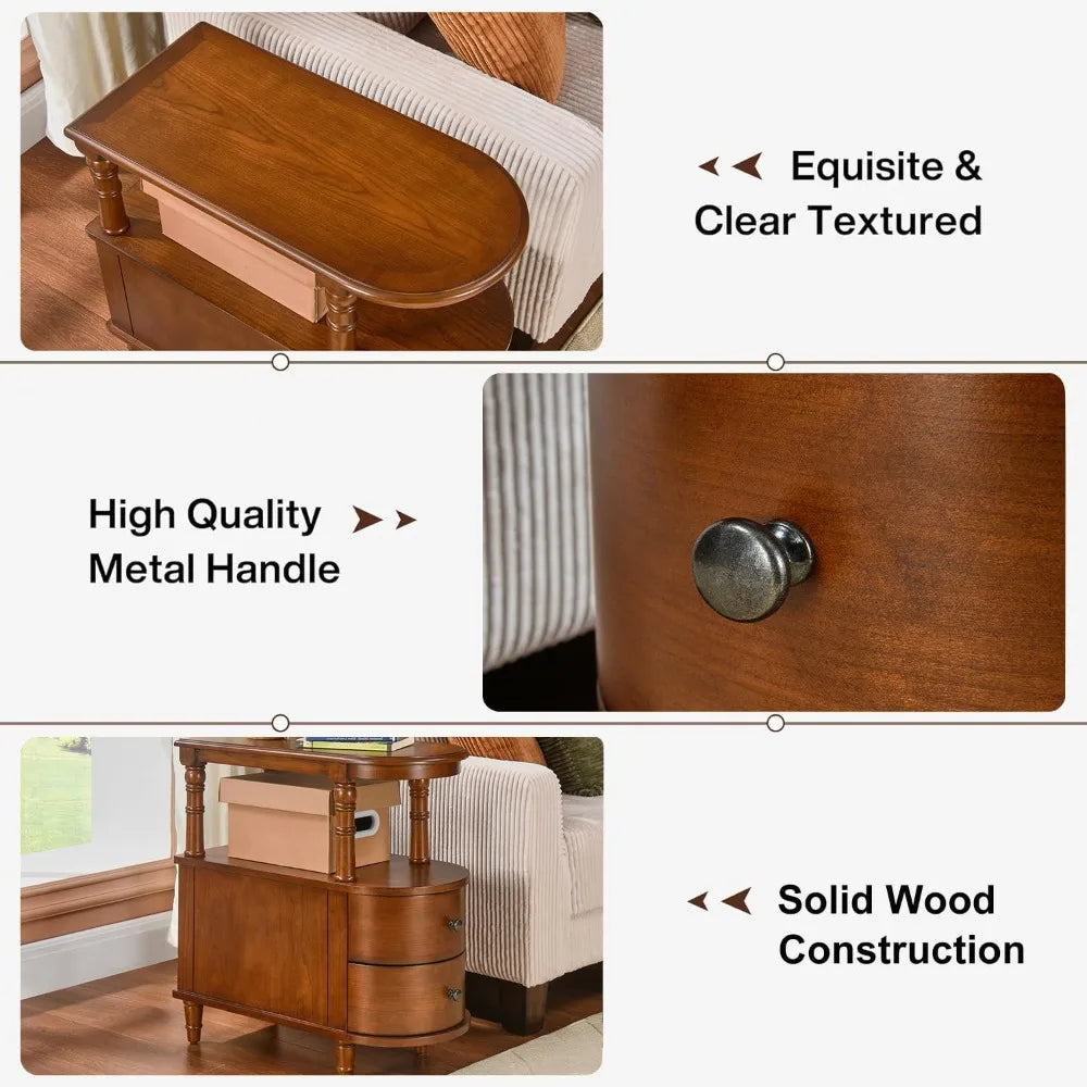 ELMORA™ Vintage Slim Solid Wood End Table Set (2PCS) by PurelyhomeDeco