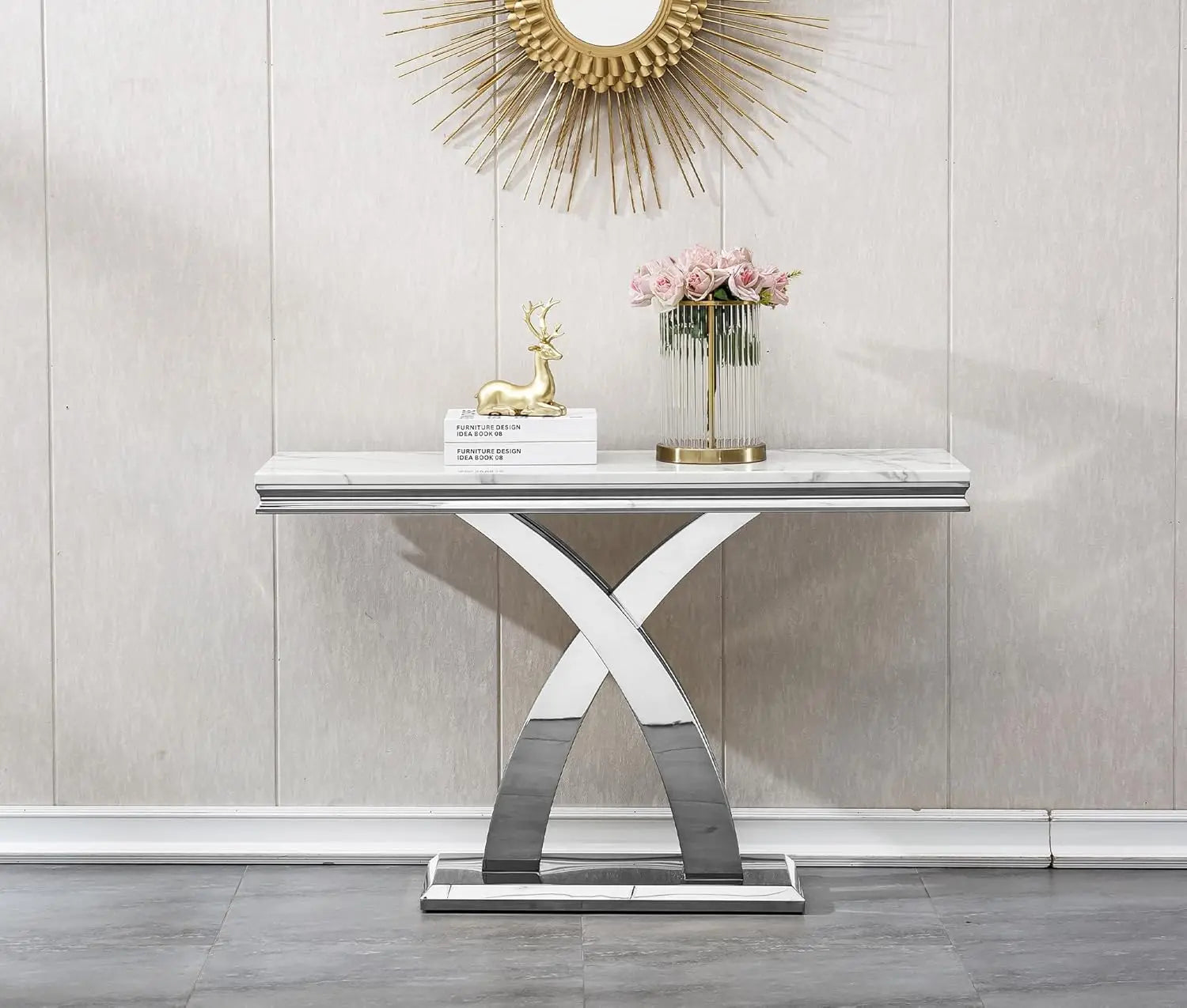 MARXÉ Faux Marble X-Base Console Table by PurelyhomeDeco