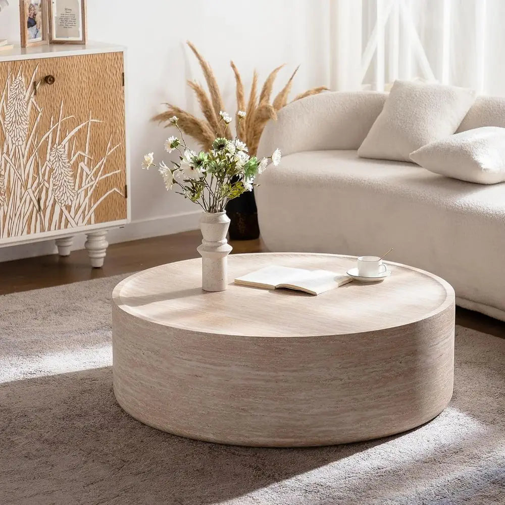 Luna 100™ Round Drum Coffee Table – Modern Minimalist Living Room Center Table by PurelyhomeDeco
