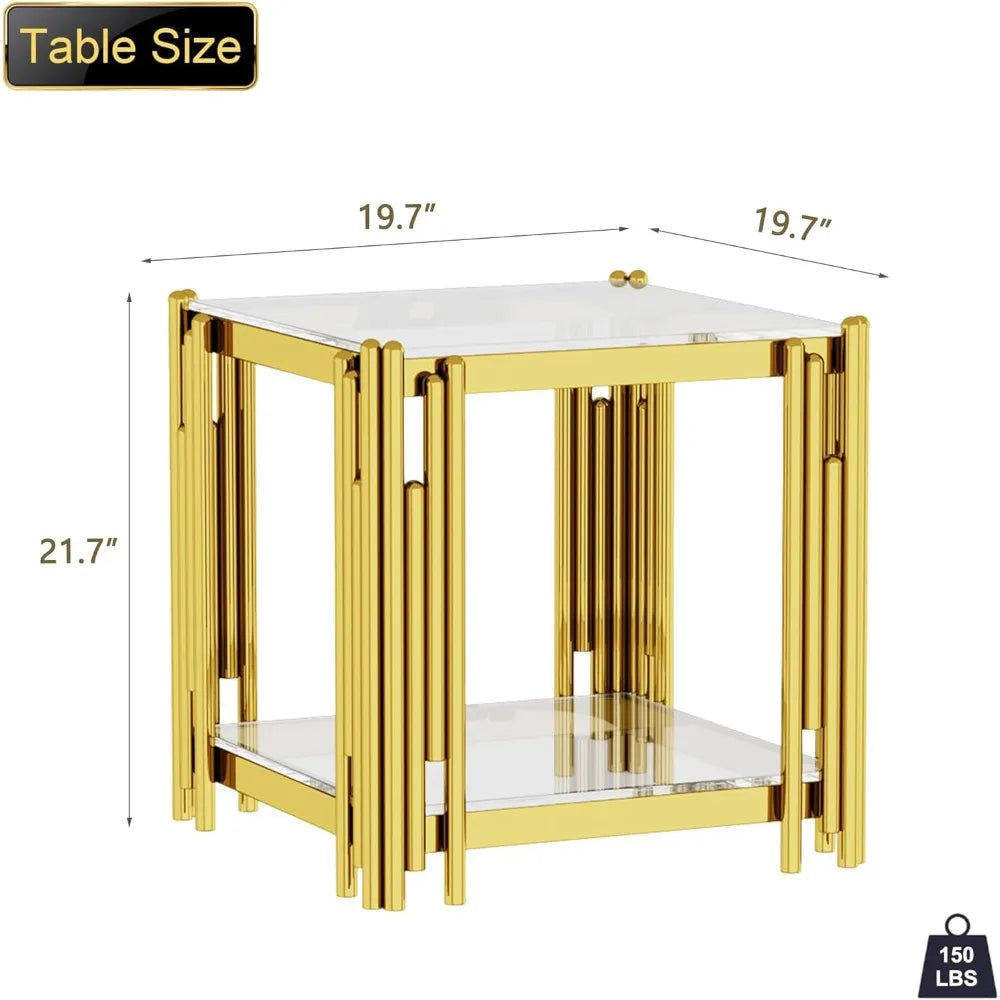 NOVA SIDE™Luxury Gold Glass End Table by PurelyhomeDeco