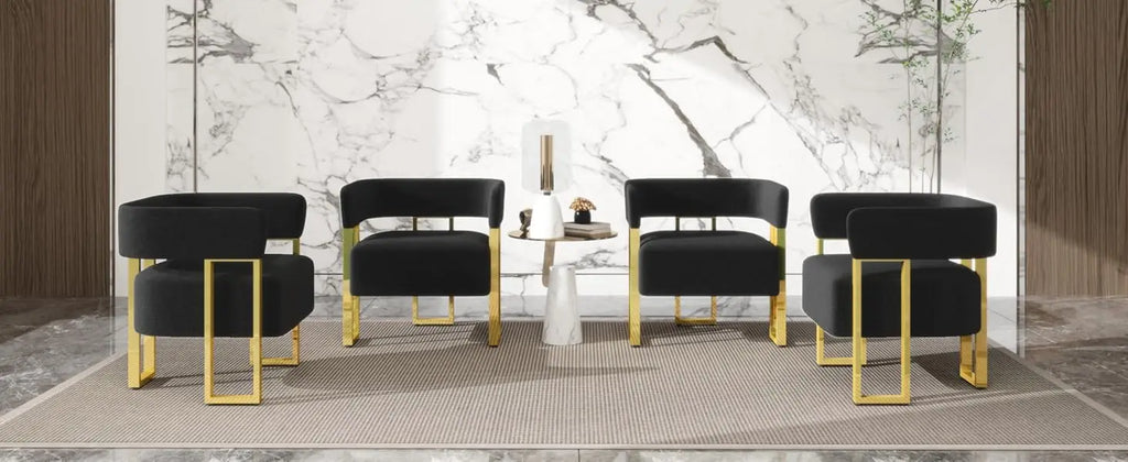 NOIR REGALIA™ Black & Gold Bouclé Accent Chair Set | Luxury Modern Duo by PurelyhomeDeco
