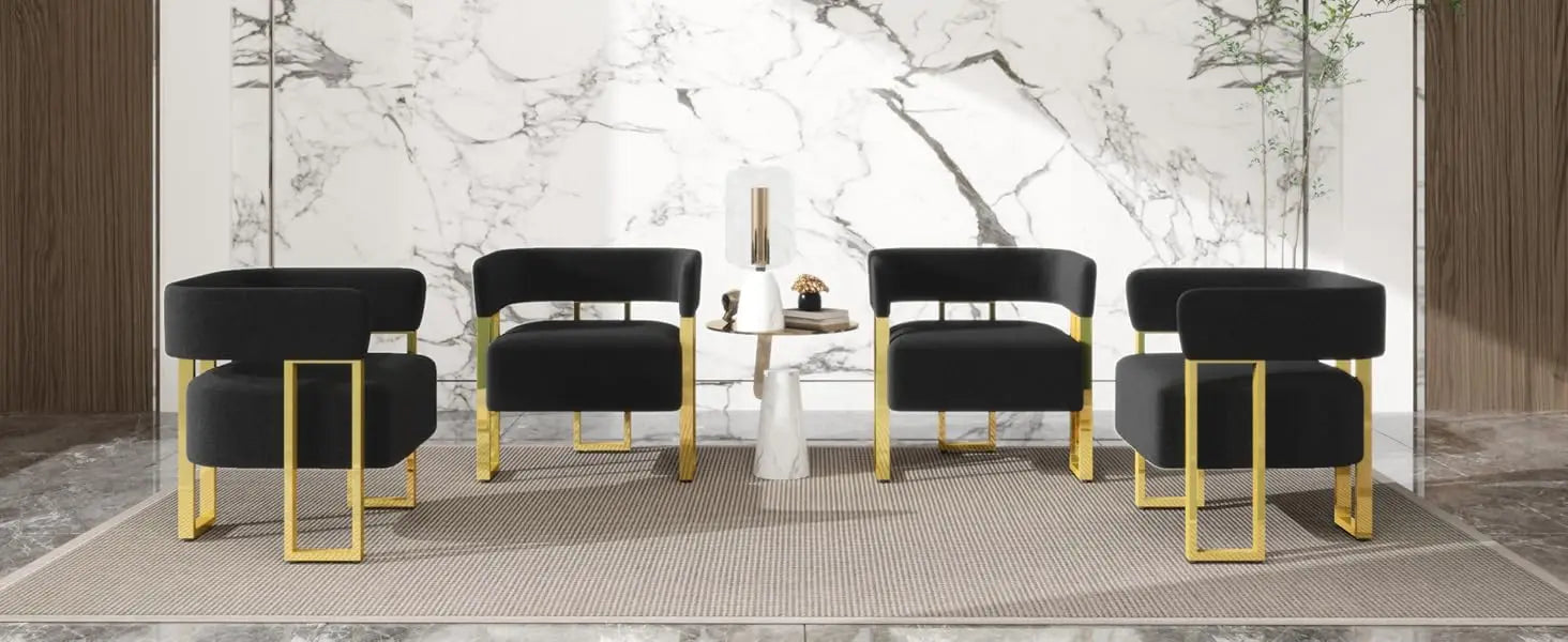 NOIR REGALIA™ Black & Gold Bouclé Accent Chair Set | Luxury Modern Duo by PurelyhomeDeco