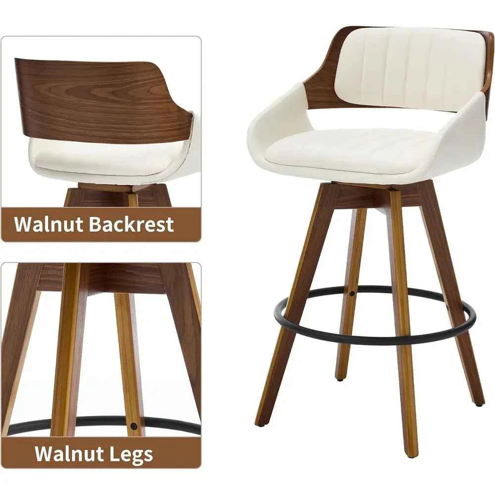 Arvello™ Walnut Swivel Bar Stools – Set of 2 by PurelyhomeDeco