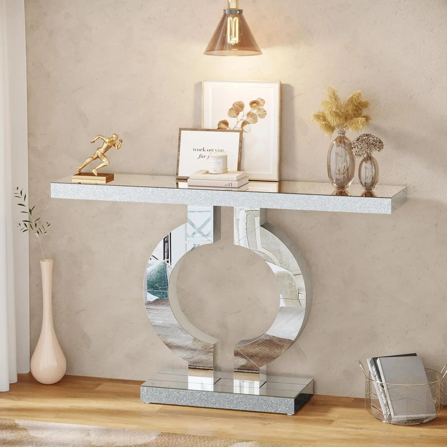 ORBION Silver Mirror Console Table by PurelyhomeDeco