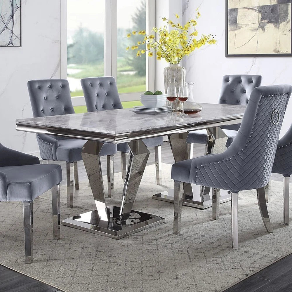 GRÉVÉRA™Grey Marble Dining Table Set