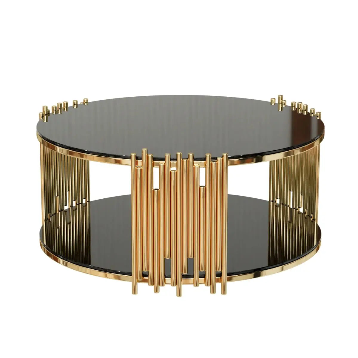 NOIR ÉCLIPSE™ 36" Round Black Glass Coffee Table by PurelyhomeDeco