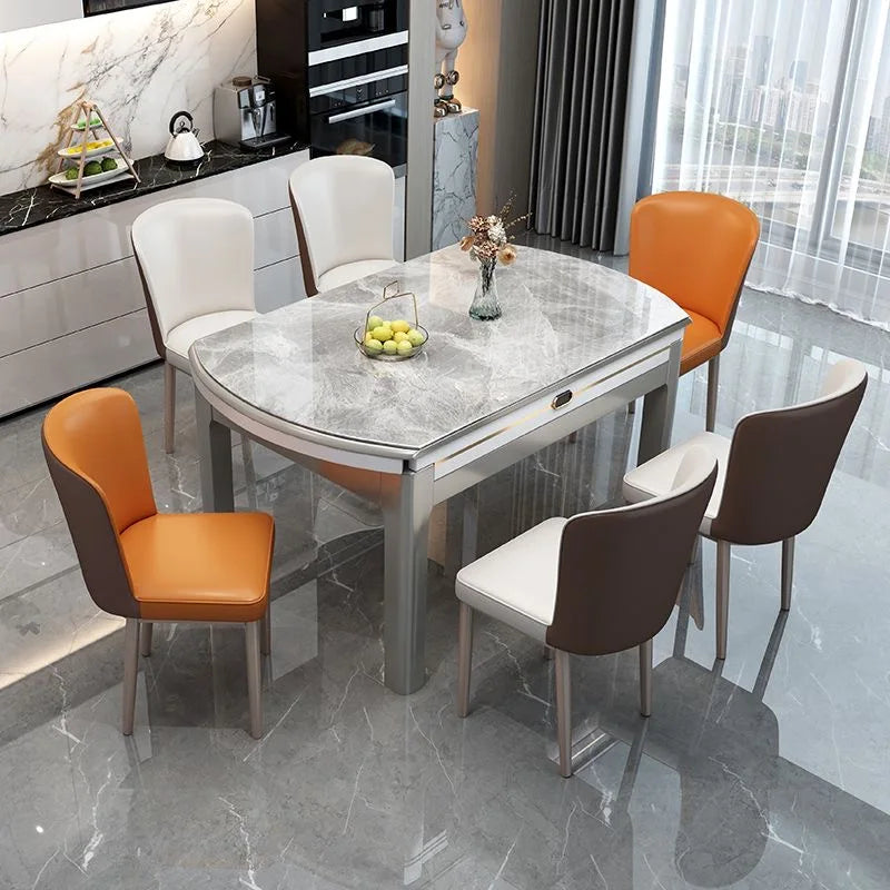 EXTORA™ Extendable Round Marble Dining Set