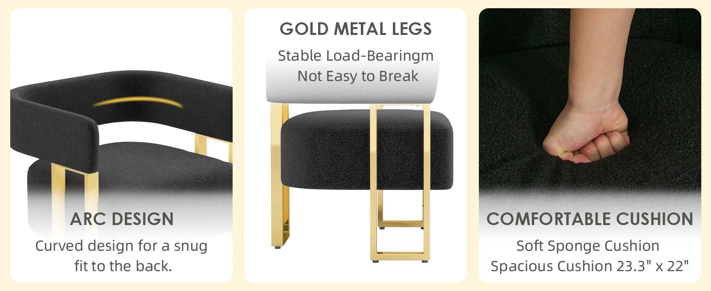 NOIR REGALIA™ Black & Gold Bouclé Accent Chair Set | Luxury Modern Duo by PurelyhomeDeco