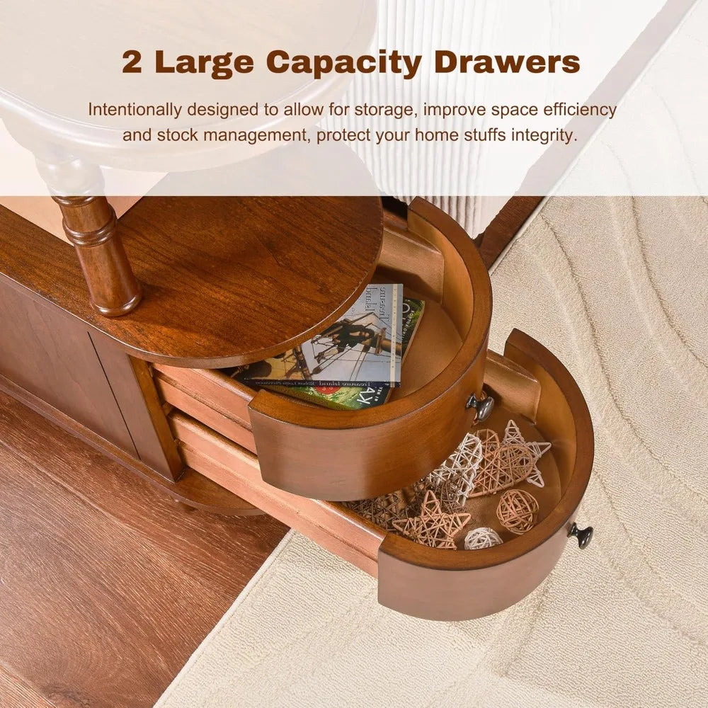 ELMORA™ Vintage Slim Solid Wood End Table Set (2PCS) by PurelyhomeDeco