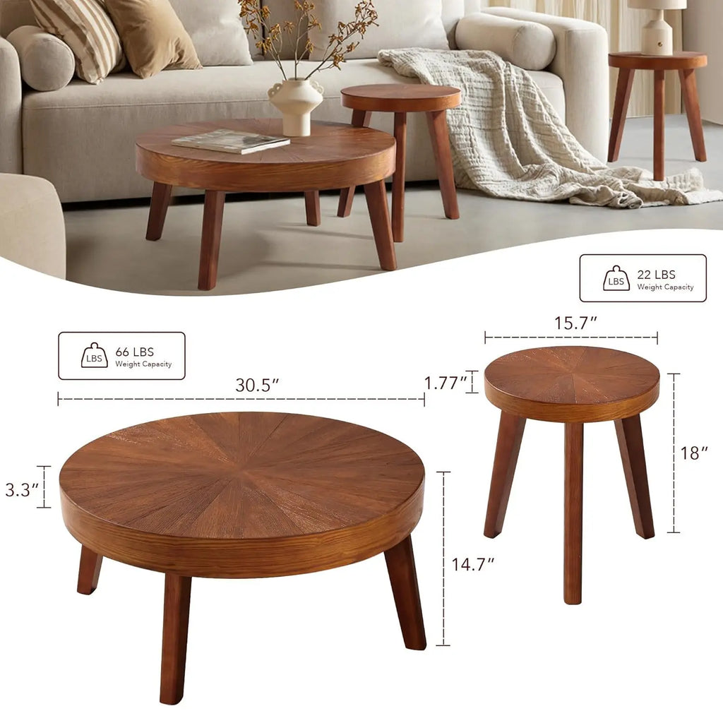 SOLARA™ Farmhouse Round Nesting Coffee Table Set (3-Piece) by PurelyhomeDeco