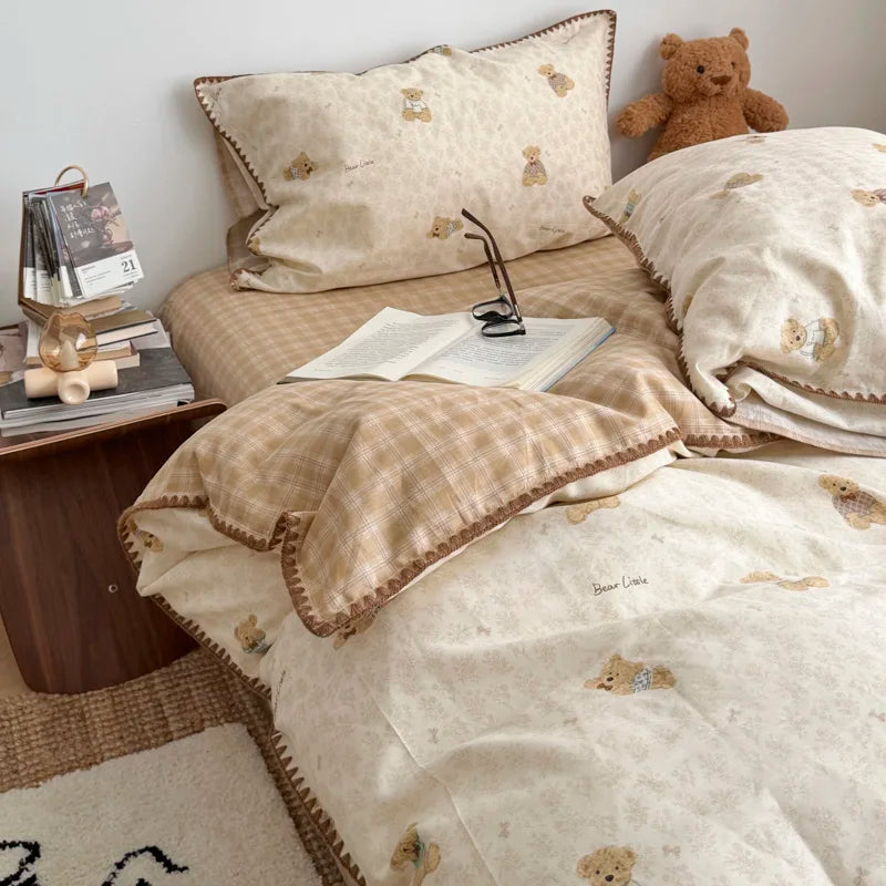 PrairieLuxe™ INS American Countryside Pure Cotton Bedding Set – Double-Layer Yarn Soft Luxury Bed Linens