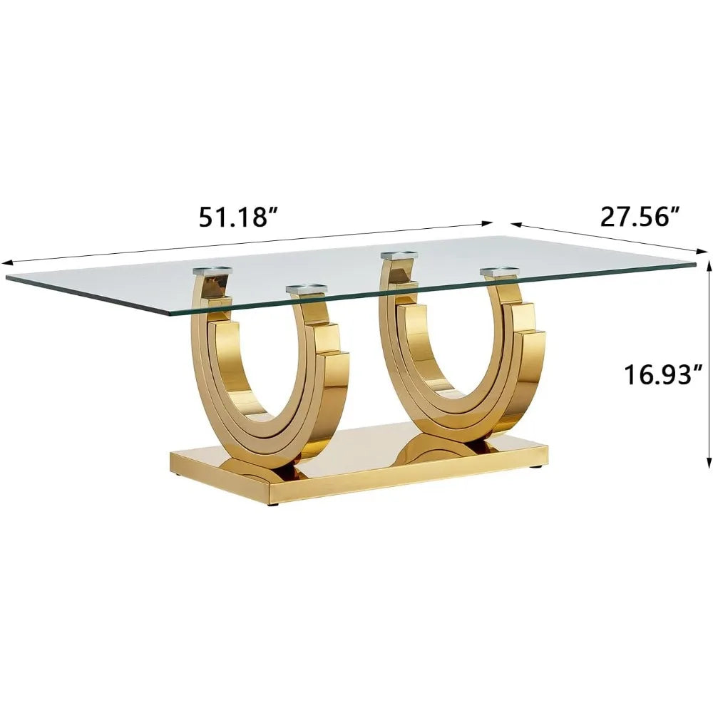 MONARCH MIRAGE™Modern Luxury Gold Glass Coffee Table by PurelyhomeDeco