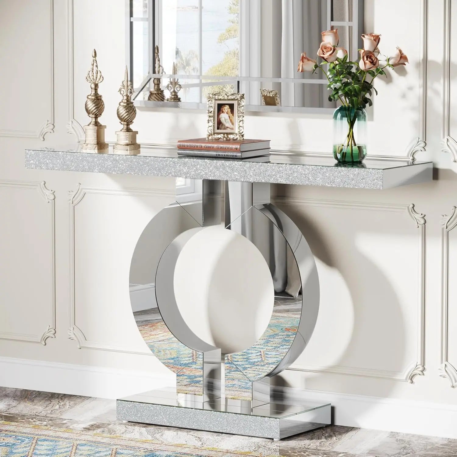 ORBION Silver Mirror Console Table by PurelyhomeDeco