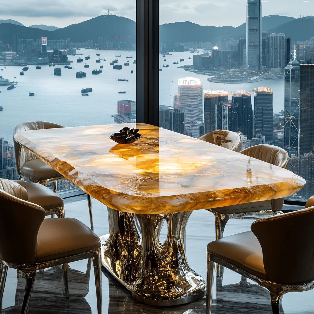 JADEVA™ Natural Jade Stone Dining Table