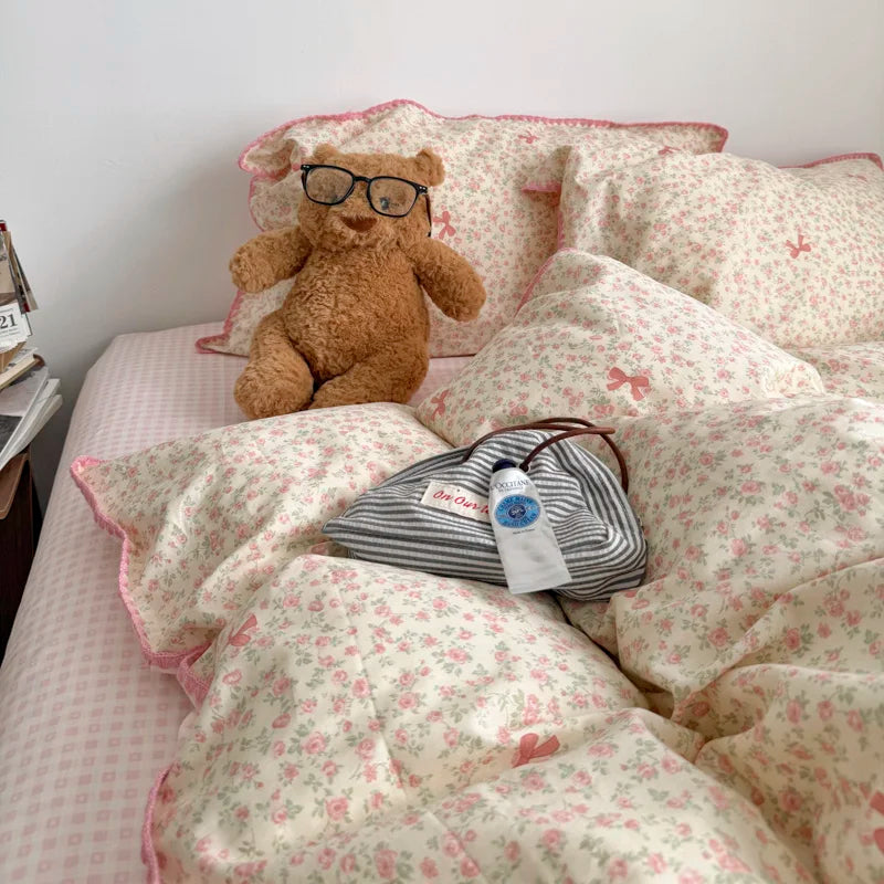 PrairieLuxe™ INS American Countryside Pure Cotton Bedding Set – Double-Layer Yarn Soft Luxury Bed Linens