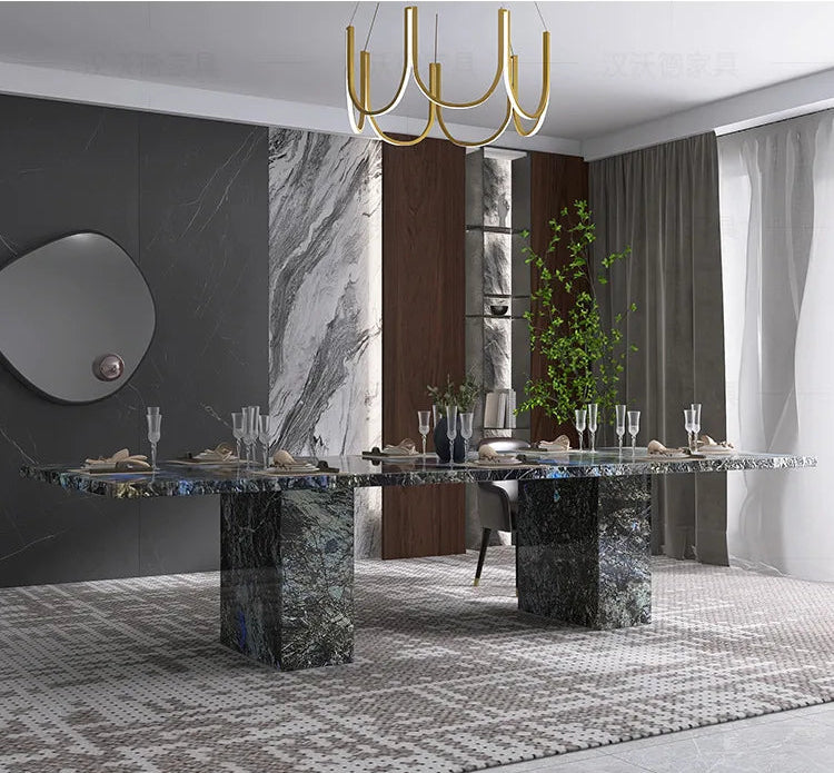 AZURÉA™ Blue Jadeite Marble Dining Set (10-Seater)