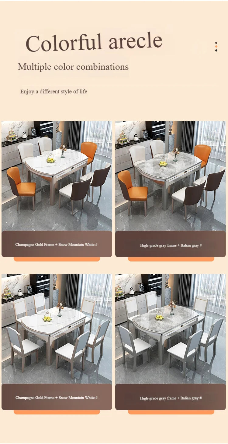 EXTORA™ Extendable Round Marble Dining Set by PurelyhomeDeco