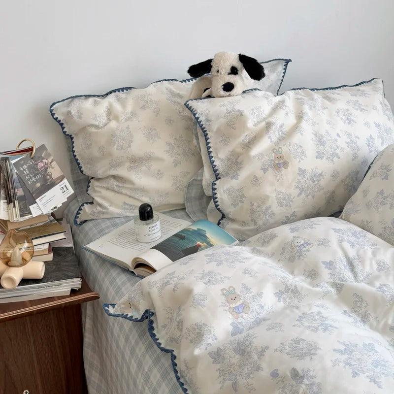 PrairieLuxe™ INS American Countryside Pure Cotton Bedding Set – Double-Layer Yarn Soft Luxury Bed Linens