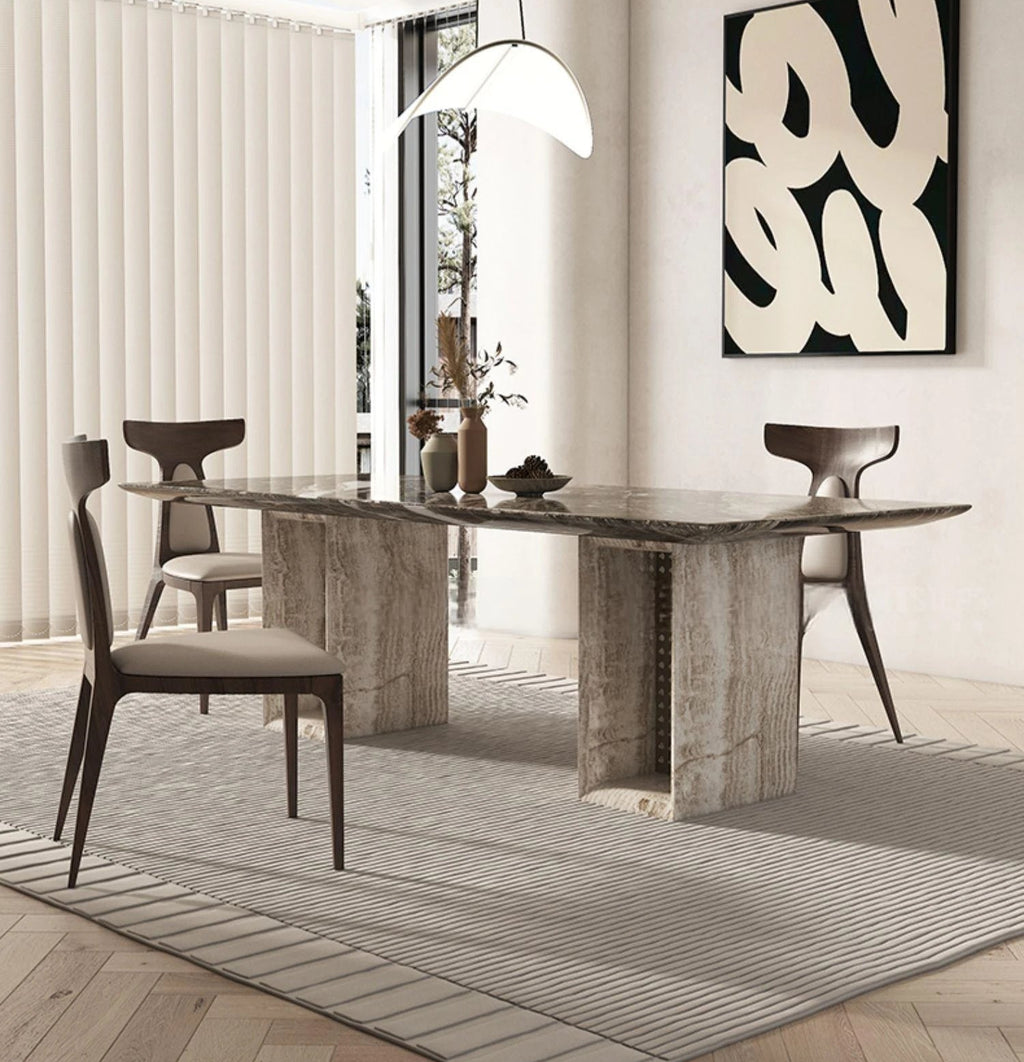 BRAVON™ Venetian Brown Wabi-Stone Dining Set by PurelyhomeDeco