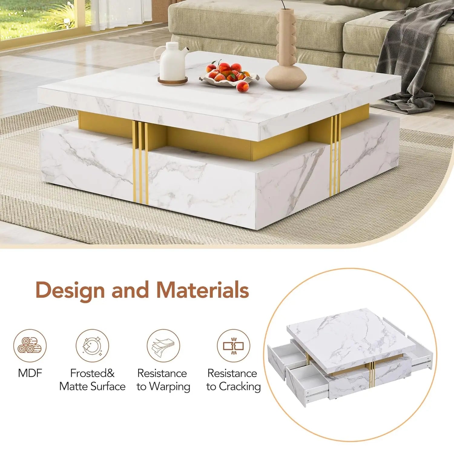 AURUM VAULT™ Modern Square Coffee Table by PurelyhomeDeco