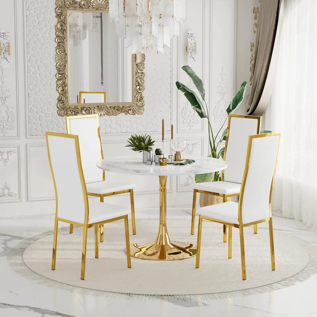Seraphina Oro Classique™ – Contemporary Tulip Marble Dining Set by PurelyhomeDeco