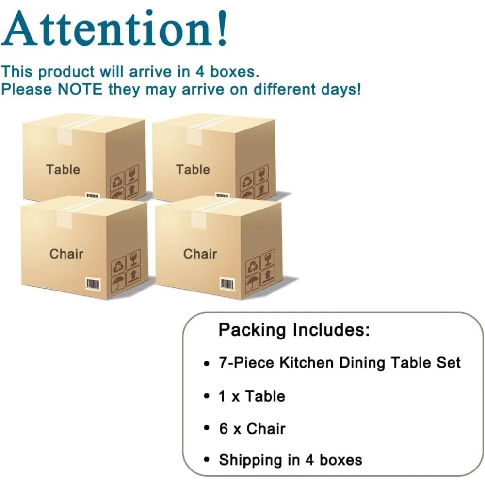 SORA™Modern Faux Marble Dining Set (Table + 7 Chairs)