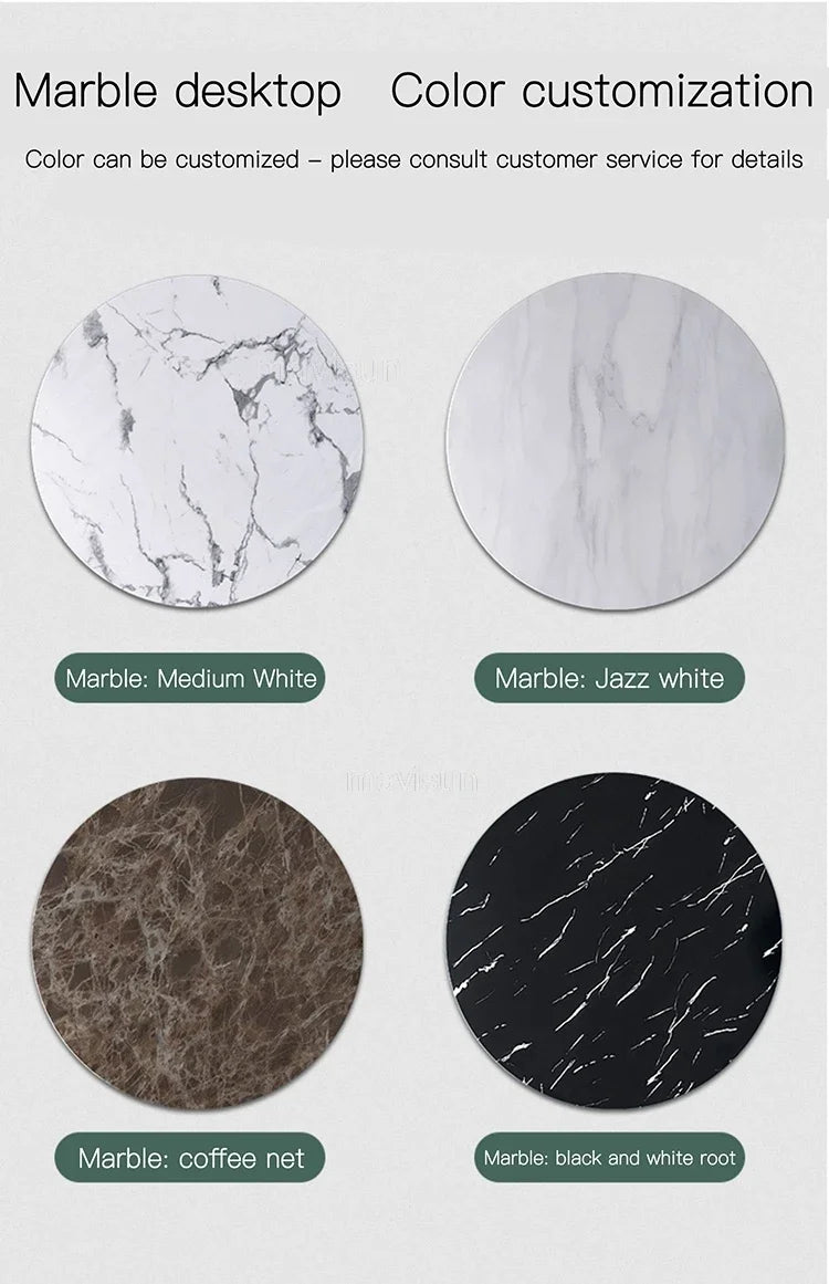 AURÉVA Golden Round Marble Dining Table with Turntable