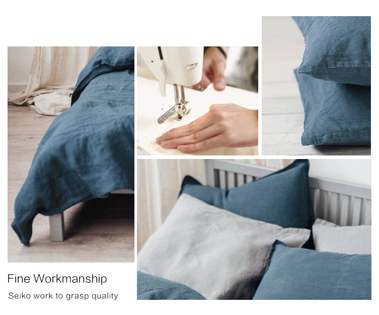 FlaxÉlysée™ Pure Linen Duvet Cover Set – Natural Flax French Linen Bedding with Coconut Button Closure