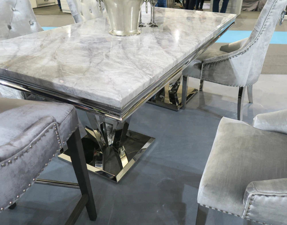 GRÉVÉRA™Grey Marble Dining Table Set