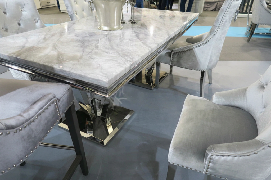 GRÉVÉRA™Grey Marble Dining Table Set