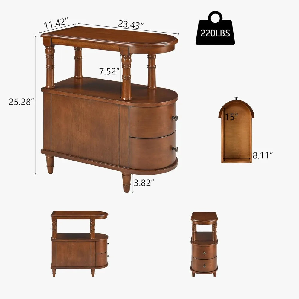 ELMORA™ Vintage Slim Solid Wood End Table Set (2PCS) by PurelyhomeDeco