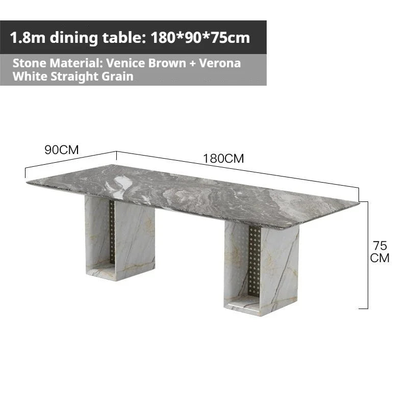 BRAVON™ Venetian Brown Wabi-Stone Dining Set by PurelyhomeDeco