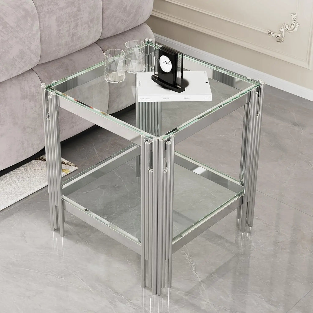 NOVA SIDE™Luxury Gold Glass End Table by PurelyhomeDeco
