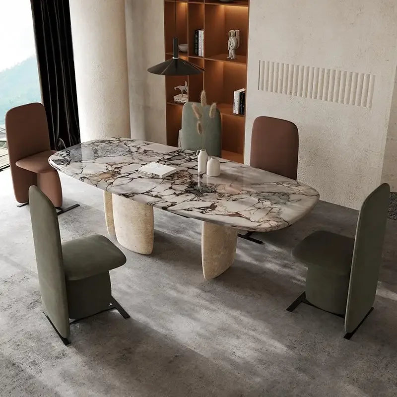 AURELIA SOLÉ™ Italian Minimalist Yellow Travertine Dining Table | Nordic Fusion Luxury