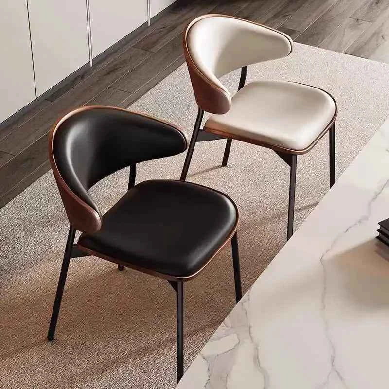 Noir Valencia™ – Genuine Leather Mid-Century Dining Chair by PurelyhomeDeco