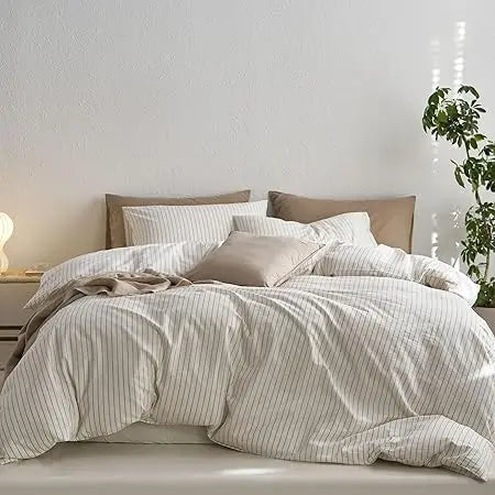 Grand Lino Soft Cotton Duvet Cover Set – Natural Linen-Feel Luxury Series