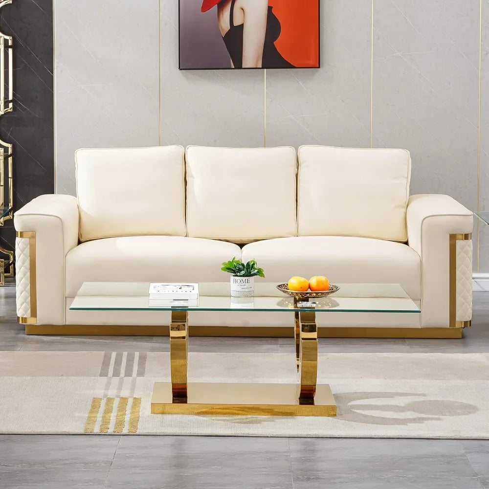 MONARCH MIRAGE™Modern Luxury Gold Glass Coffee Table by PurelyhomeDeco