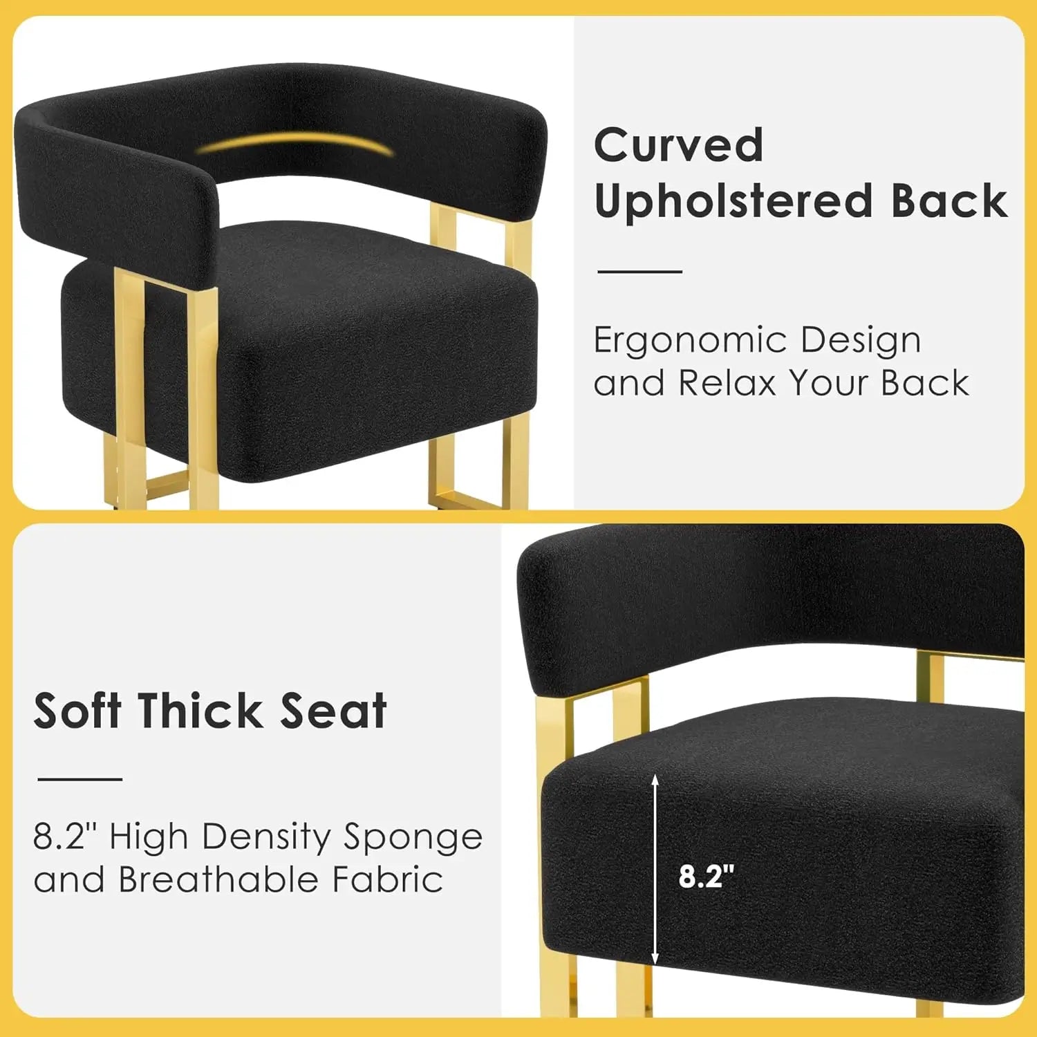 NOIR REGALIA™ Black & Gold Bouclé Accent Chair Set | Luxury Modern Duo by PurelyhomeDeco